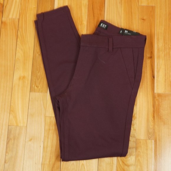 Kut from the Kloth Burgundy Mia Ankle Skinny Pants Size 2 - Picture 7 of 7